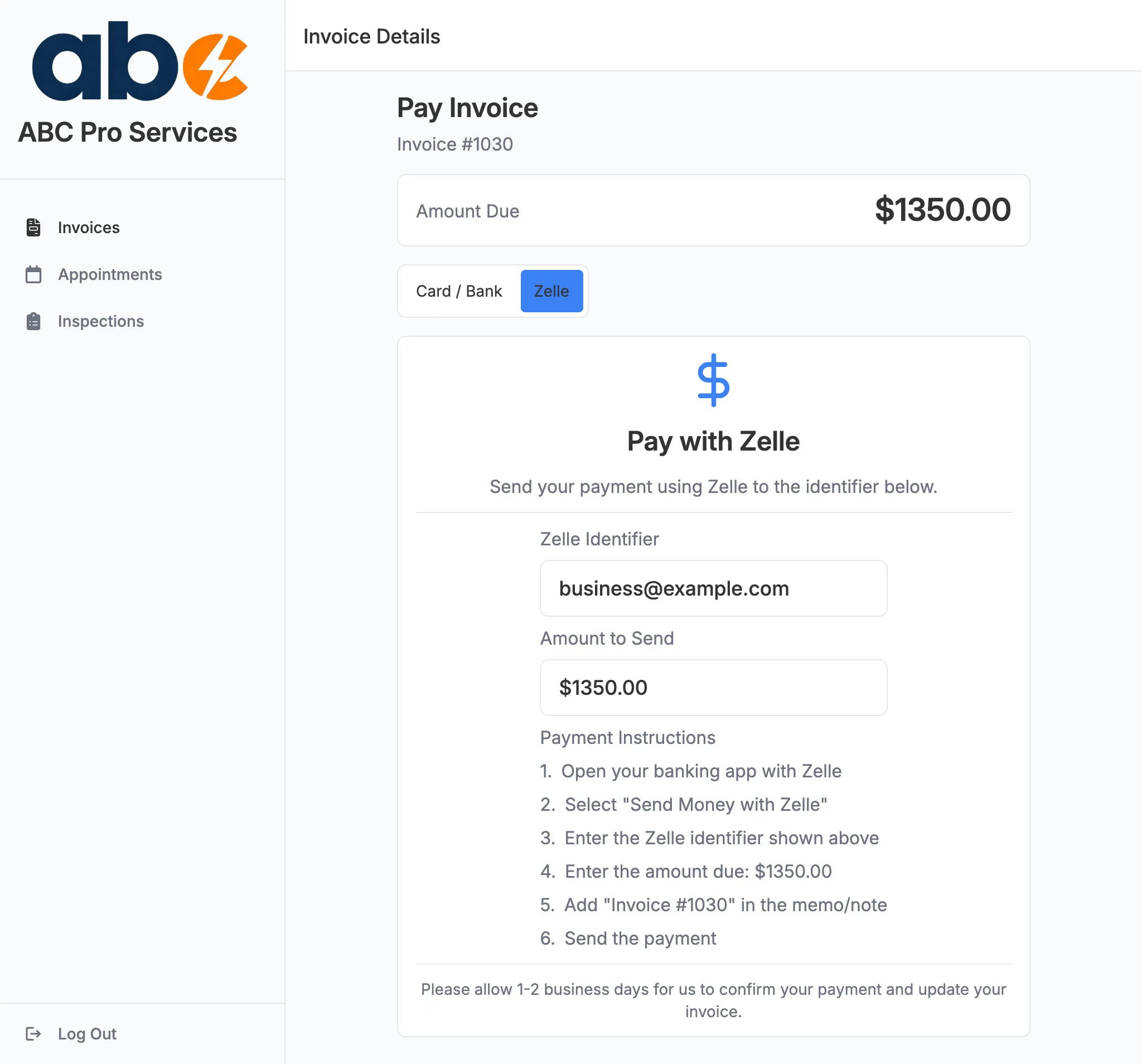 Zelle Payment Support